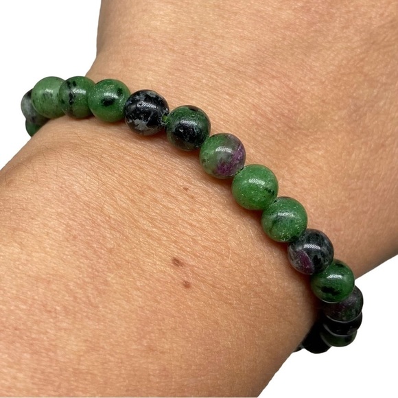 6mm Ruby Zoisite Stretch Bracelet Beads Beaded Crystal Stone Gemstone Green - Picture 5 of 6